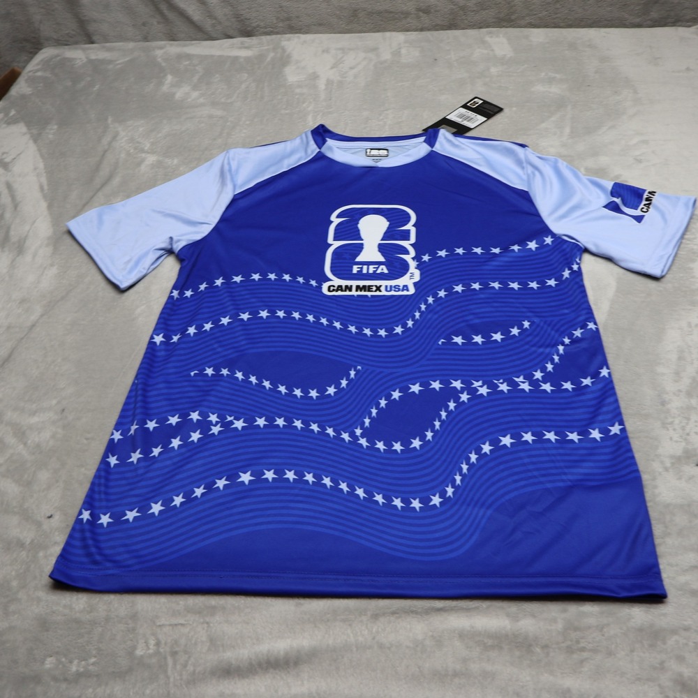 FIFA World Cup 2026 Shirt Mens Medium Blue CanMexUSA Football Fan Jersey $25 NEW